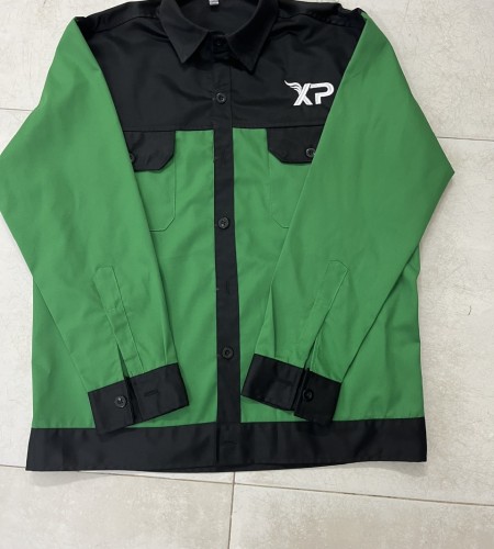 Áo đồng phục công nhân kỹ thuật phối xanh – đen